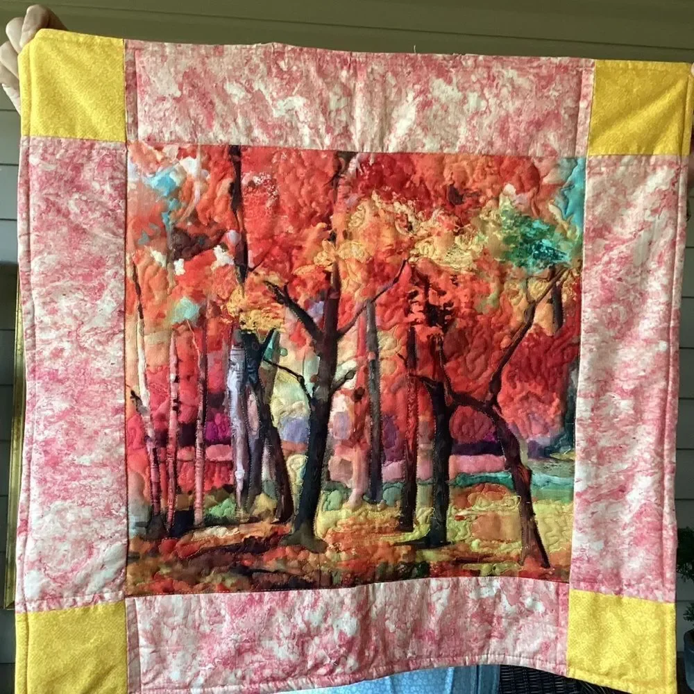 NWT. Hand Crafted Last in a SeriesColorful Forest Art Wall Quilt